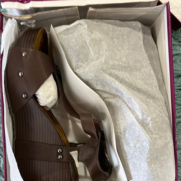 Brown Wedge Sandals with Adjustable Straps - Picture 8 of 9